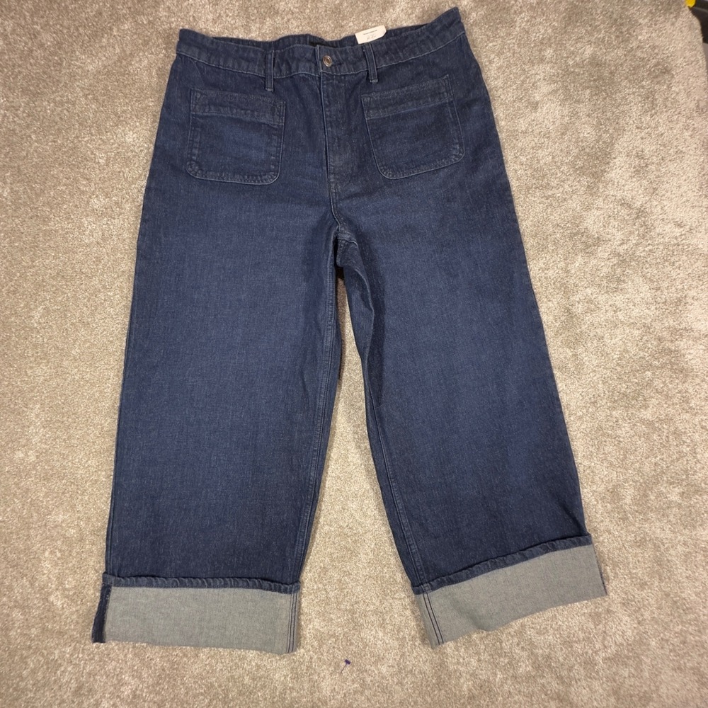 New Free Assembly Women's Size 18 Cuffed Jeans 70's Retro High Rise Patch Pocket